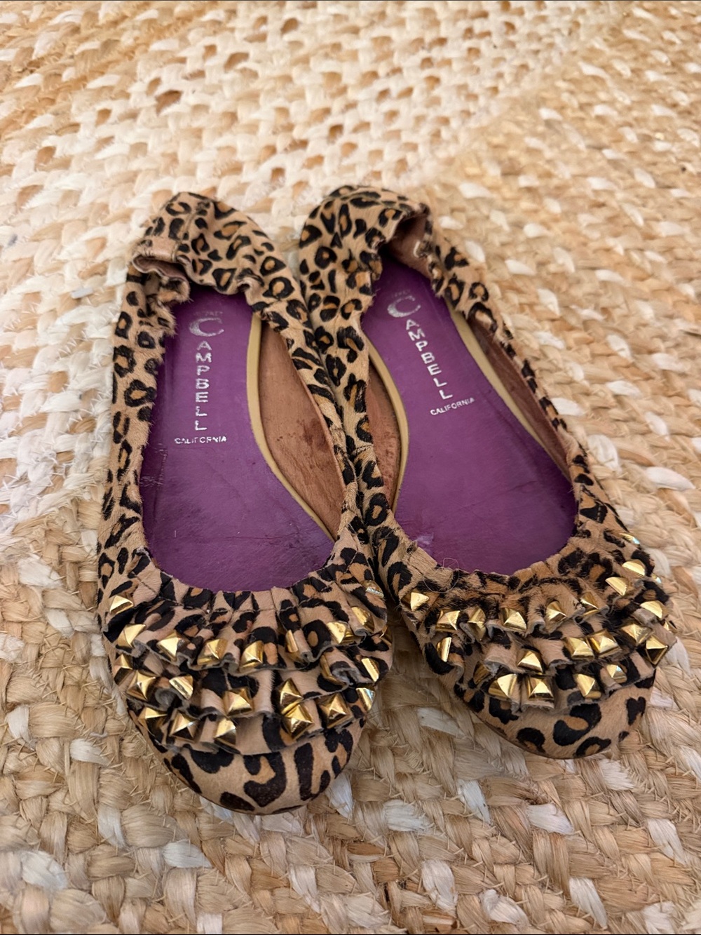 Jeffrey Campbell Leopard Print Studded Ballet Flats